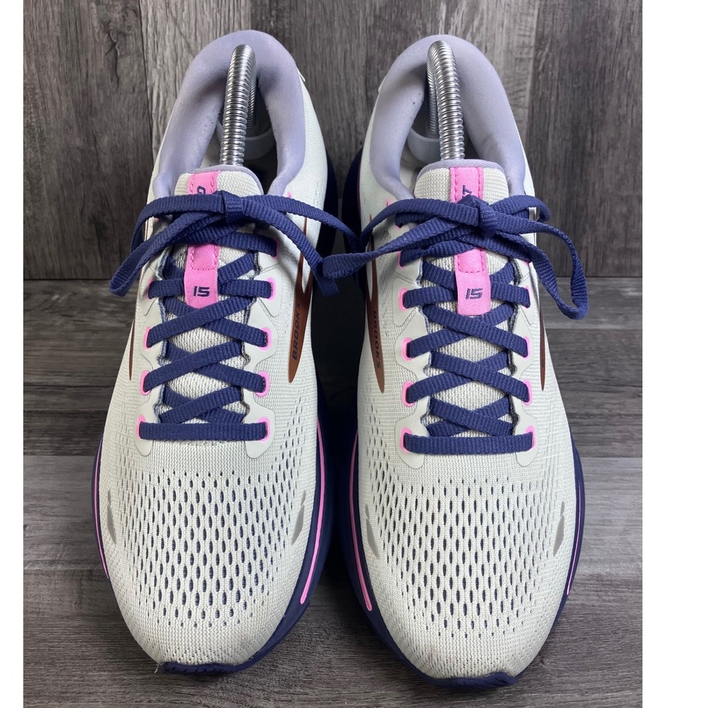 Brooks Ghost 15 Womens Running Shoes 8.5 Medium B Grey Purple Pink 1203801B492 - Picture 3 of 7
